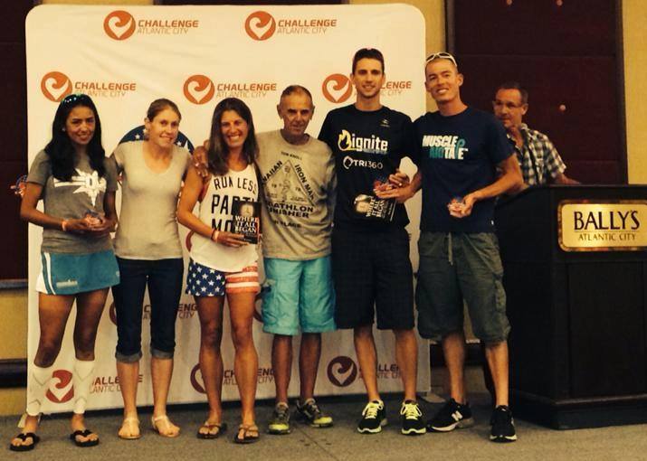 6 Challenge Atlantic City overall amateur podium... minus 1st place male, plus Tom Knoll, 6th place finisher at the Inaugural Hawaiian Iron Man back in 1978. Thanks for being a pioneer to all this craziness Tom.