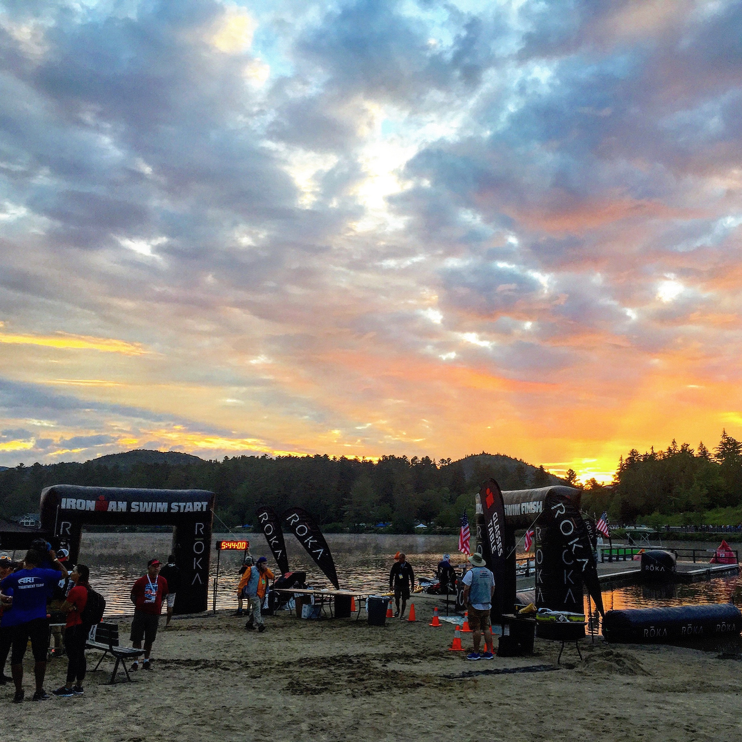 Morning sunrise at the swim start